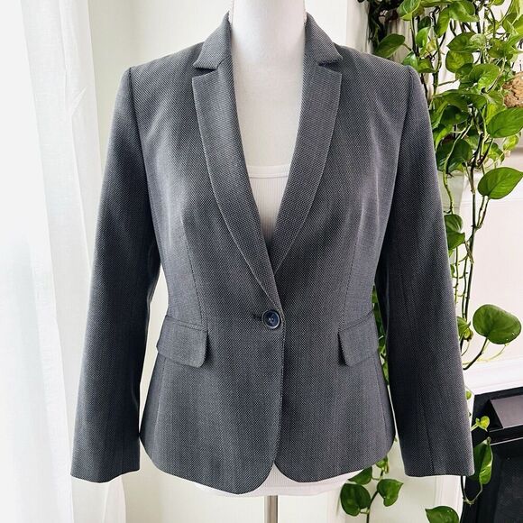 Talbots Charcoal Gray Single Button Wool Blend Womens Blazer Size 2 - Picture 1 of 9